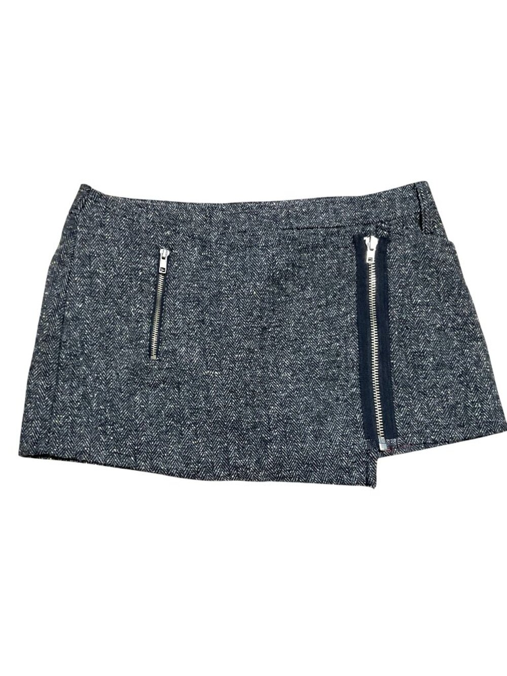 Vtg Guess Tweed Wrap Mini Skirt Size 29 Gray Zipper Accents & Pink Lining Womens